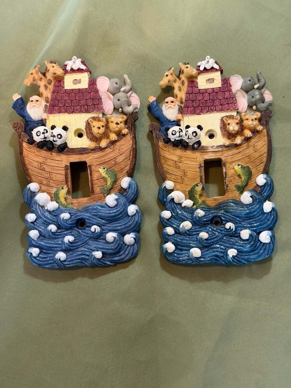 Vtg 1998 Ranger Itl Corp Noah's Ark 3D Resin Single Light Switch Wall Plate Set